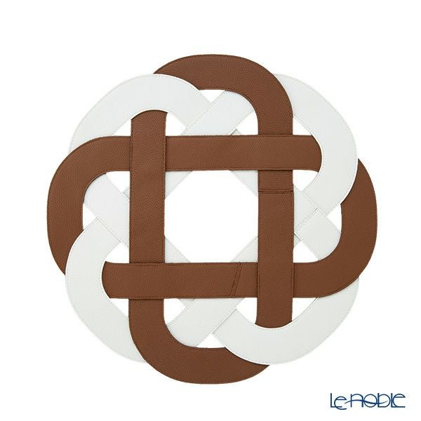 トルコ雑貨 アルテペレ プレースマット／ランチョンマット グレースノット ブラウン／ホワイト 38cm