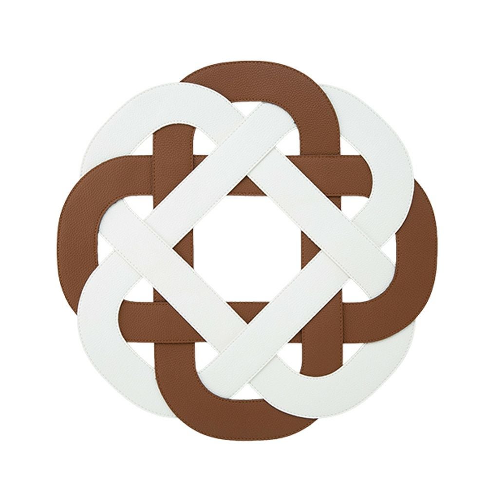 トルコ雑貨 アルテペレ プレースマット／ランチョンマット グレースノット ブラウン／ホワイト 38cm