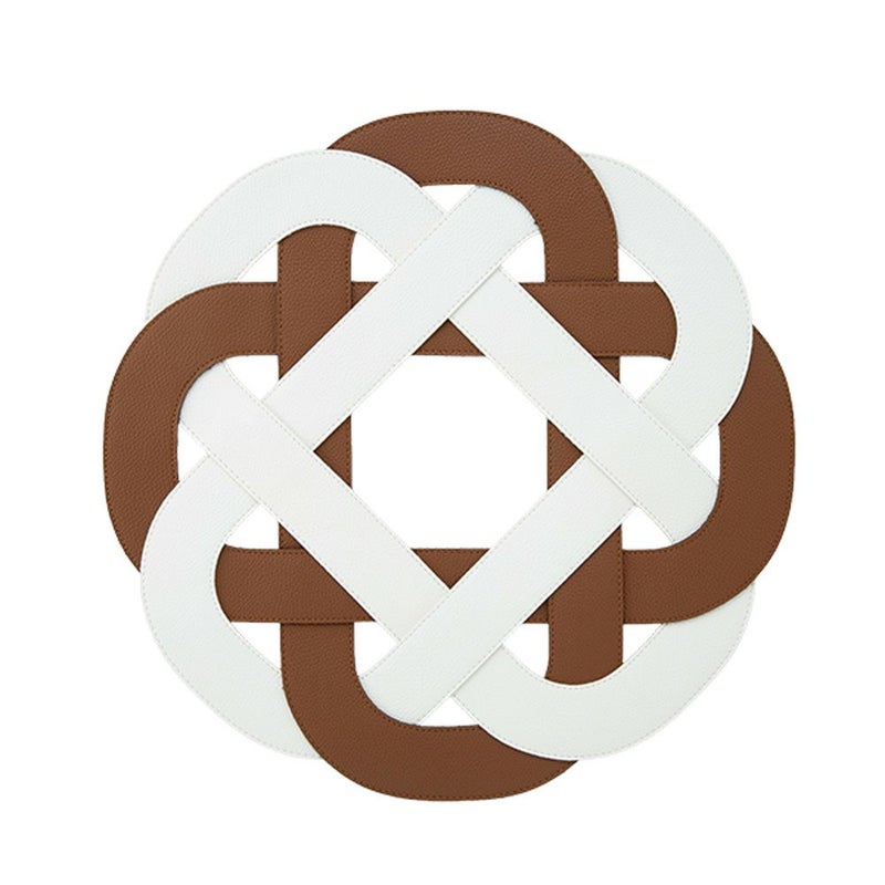 トルコ雑貨 アルテペレ プレースマット／ランチョンマット グレースノット ブラウン／ホワイト 38cm