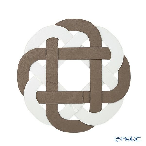 トルコ雑貨 アルテペレ プレースマット／ランチョンマット グレースノット トープグレイ／ホワイト 38cm