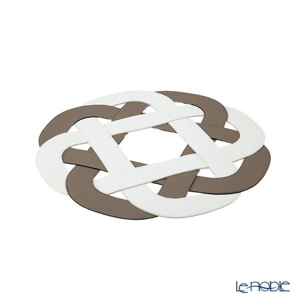 トルコ雑貨 アルテペレ プレースマット／ランチョンマット グレースノット トープグレイ／ホワイト 38cm