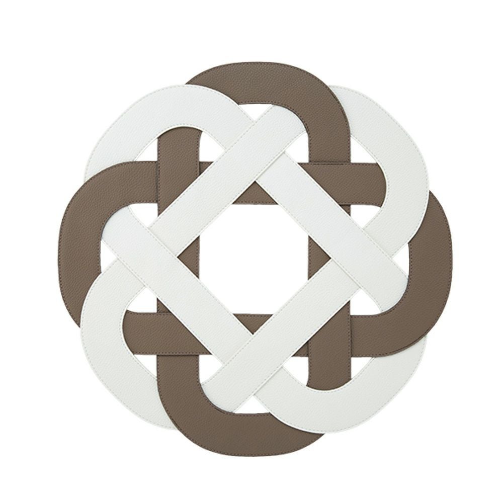 トルコ雑貨 アルテペレ プレースマット／ランチョンマット グレースノット トープグレイ／ホワイト 38cm