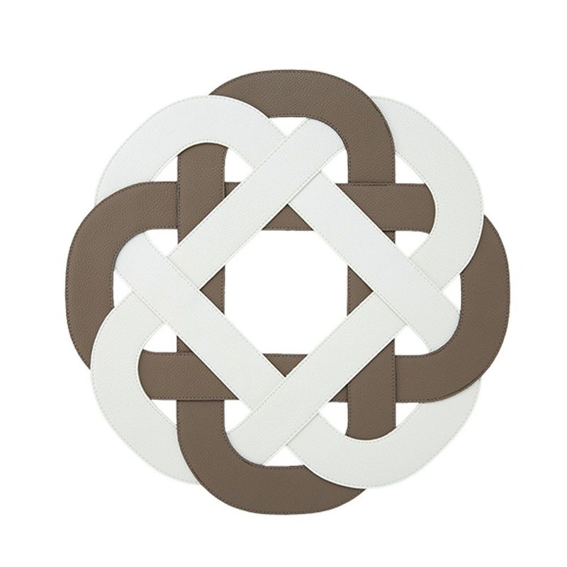 トルコ雑貨 アルテペレ プレースマット／ランチョンマット グレースノット トープグレイ／ホワイト 38cm