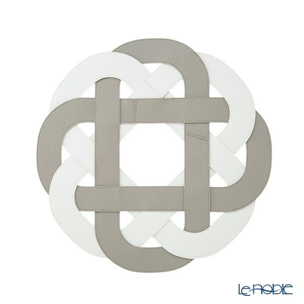 トルコ雑貨 アルテペレ プレースマット／ランチョンマット グレースノット ライトグレイ／ホワイト 38cm