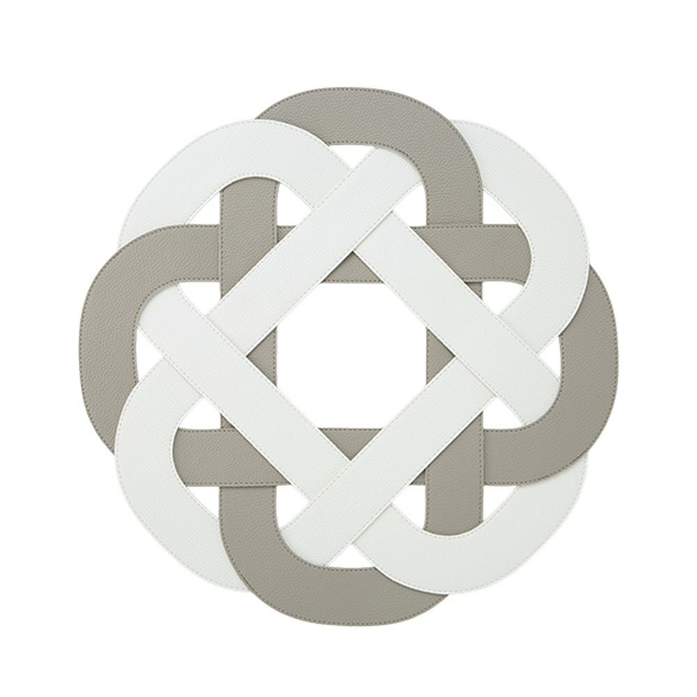 トルコ雑貨 アルテペレ プレースマット／ランチョンマット グレースノット ライトグレイ／ホワイト 38cm