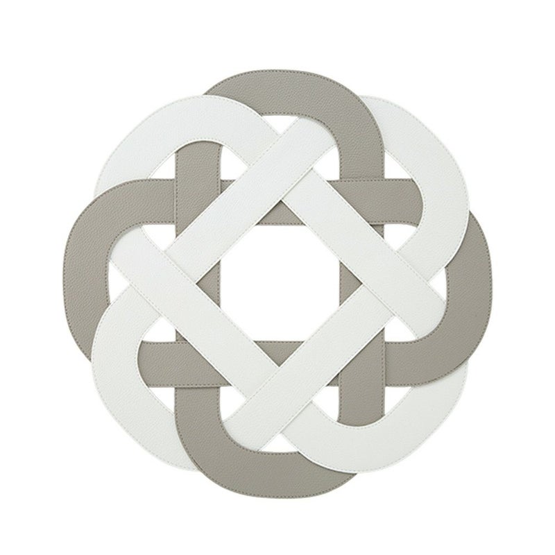 トルコ雑貨 アルテペレ プレースマット／ランチョンマット グレースノット ライトグレイ／ホワイト 38cm