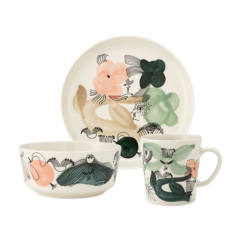 アラビア（ARABIA）Kukka maa クッカマー／花園 3点セット マグカップ ＆ プレート ＆ ボウル