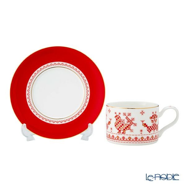 ロシア食器 インペリアル・ポーセリン コッカレルズコームズ トリオセット ※プレートのサイズは20cm※