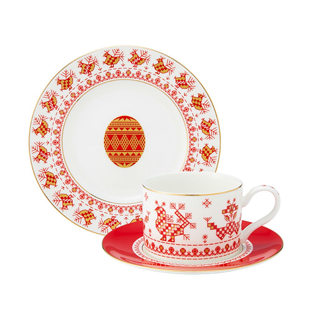 ロシア食器 インペリアル・ポーセリン コッカレルズコームズ トリオ