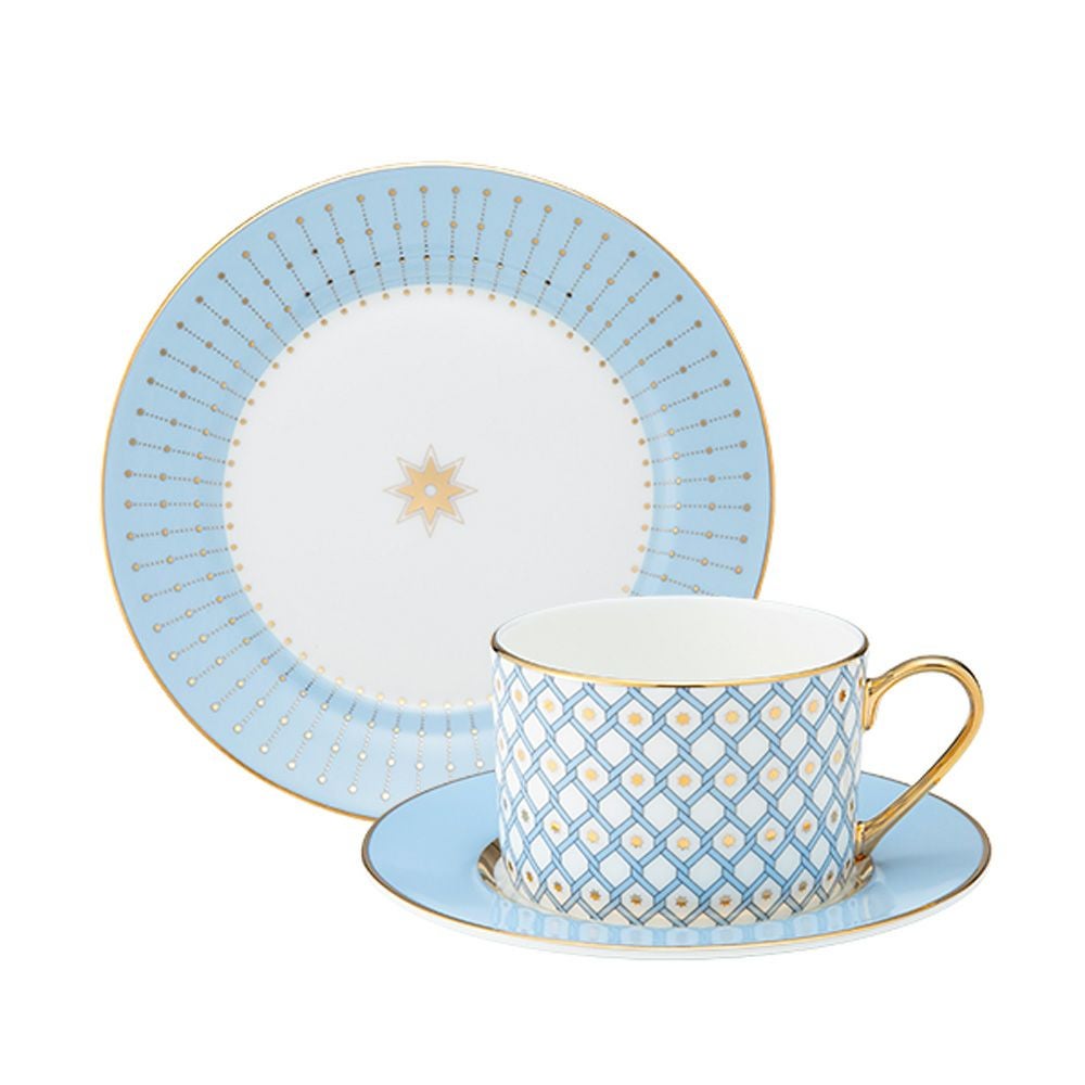 ロシア食器 インペリアル・ポーセリン アズール（スカーレット） トリオセット ※プレートのサイズは20cm※