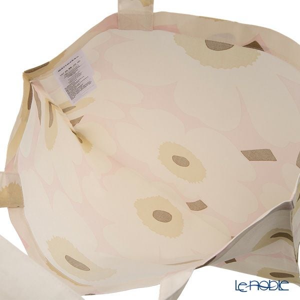 マリメッコ（marimekko） Pieni Unikko ピエニ ウニッコ ファブリックバッグ 43×43cm ピンク×オフホワイト×サンド 075335-315／26SS