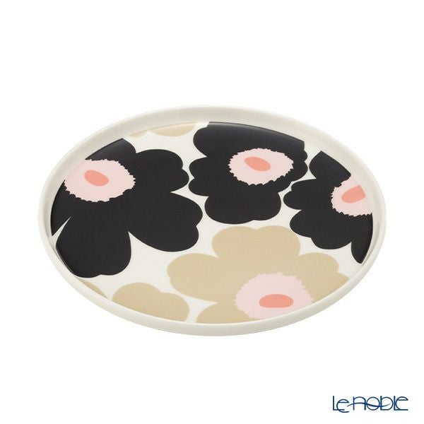 マリメッコ（marimekko） Unikko ウニッコ／けしの花 プレート 20cm ホワイト×チャコール×ピンク 075265-198／26SS