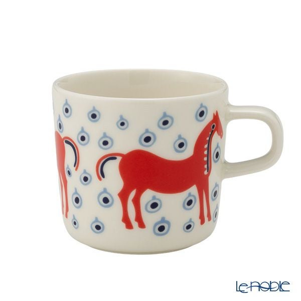 マリメッコ（marimekko） Musta tamma ムスタ タンマ／黒い馬 コーヒーカップ 200ml オレンジ×ライトブルー 075359-135／26SS