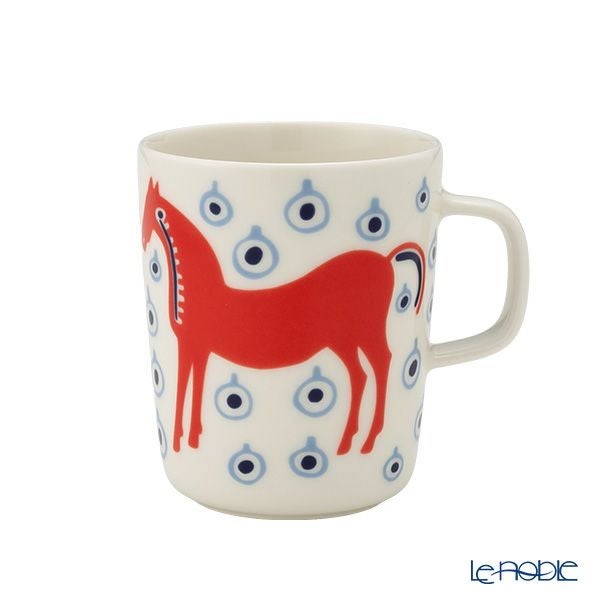 マリメッコ（marimekko） Musta tamma ムスタ タンマ／黒い馬 マグカップ 250ml オレンジ×ライトブルー 075360-135／26SS