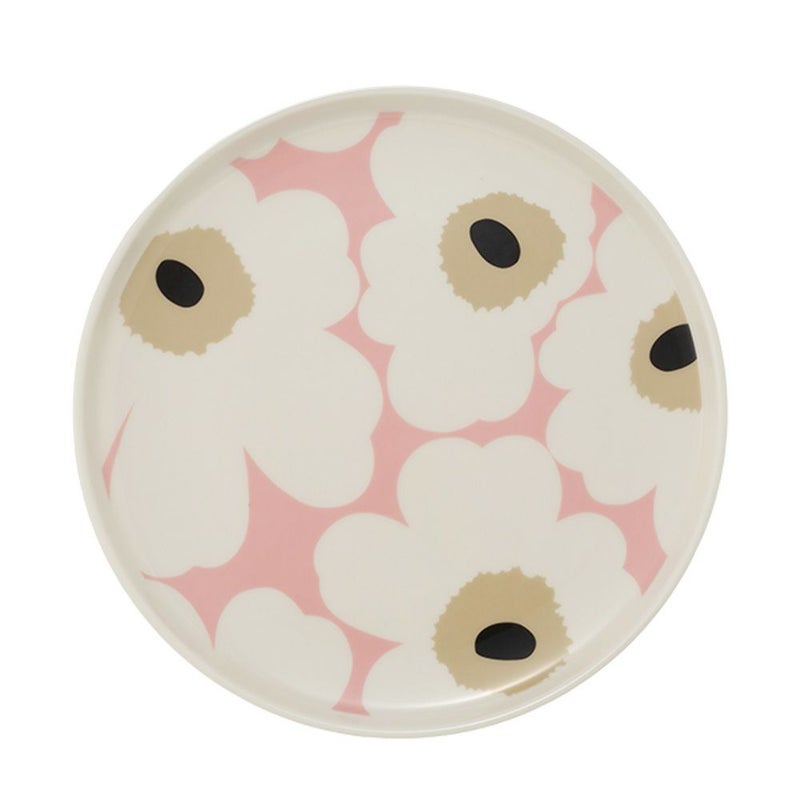マリメッコ（marimekko） Unikko ウニッコ／けしの花 プレート 20cm ホワイト×ピンク×ベージュ 073954-138／25SS