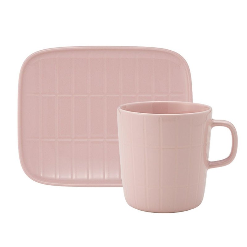 マリメッコ（marimekko） Tiiliskivi ティイリスキヴィ／煉瓦 れんが 2点セットマグカップ 400ml ＆ プレート15.5×12.5cm ライトピンク