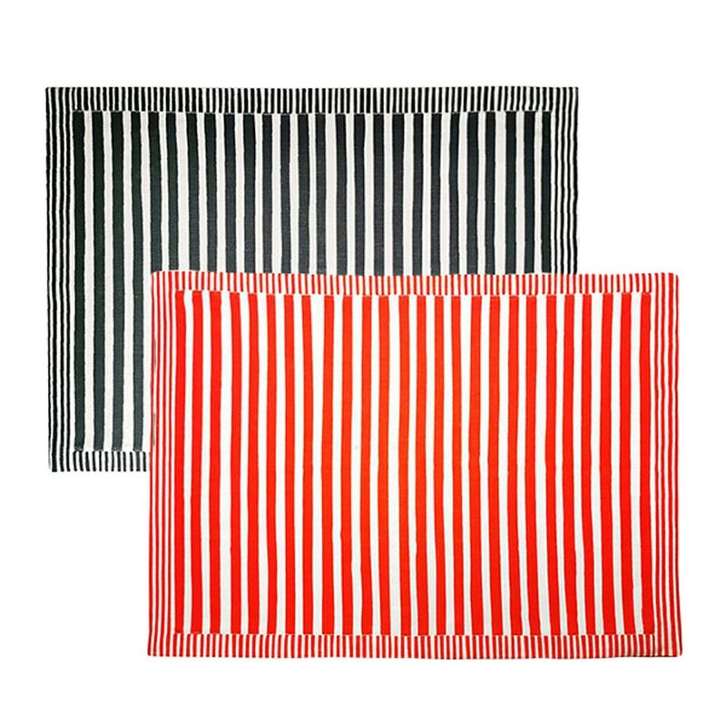 ワオ・ラ・ターブル ミス・オーレリー ランチョンマット 2枚セット レッド＆ブラック 46×33cm リネン製