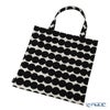 マリメッコ（marimekko） Rasymatto ラシィマット／使い込まれたラグ ファブリックバッグ ホワイト×ブラック 069995-198／20AW コットン