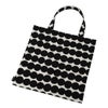 マリメッコ（marimekko） Rasymatto ラシィマット／使い込まれたラグ ファブリックバッグ ホワイト×ブラック 069995-198／20AW コットン