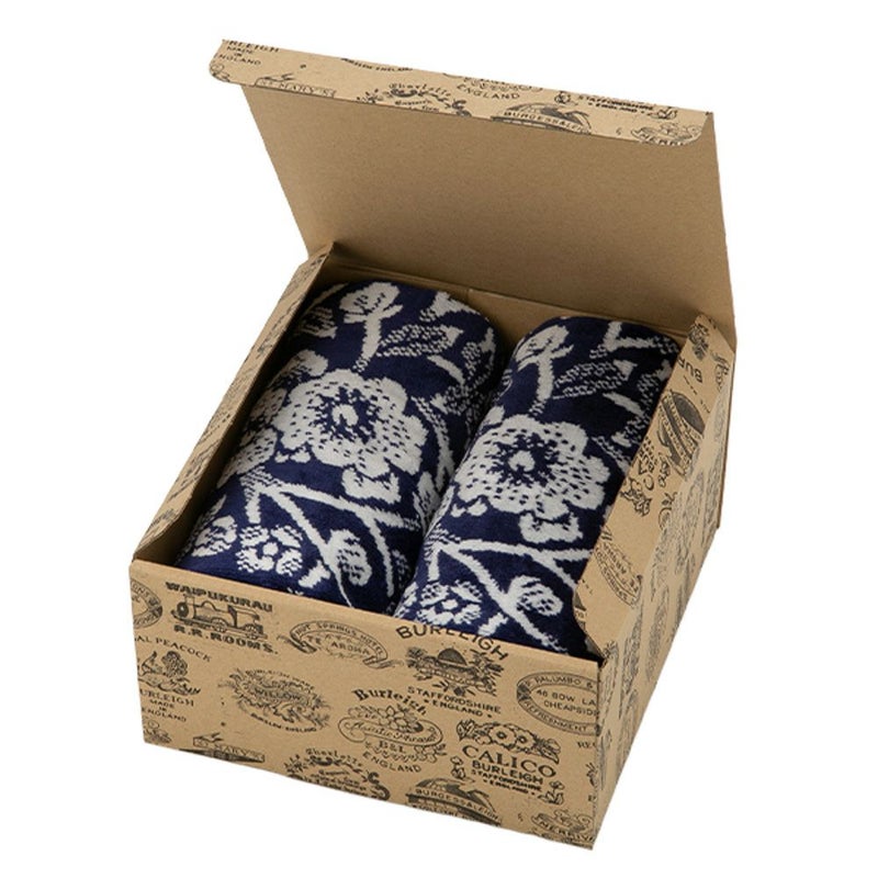 バーレイ ブルーキャリコ フェイスタオル ペア Burleigh × Bedeck コットン 50×90【大きめサイズ】