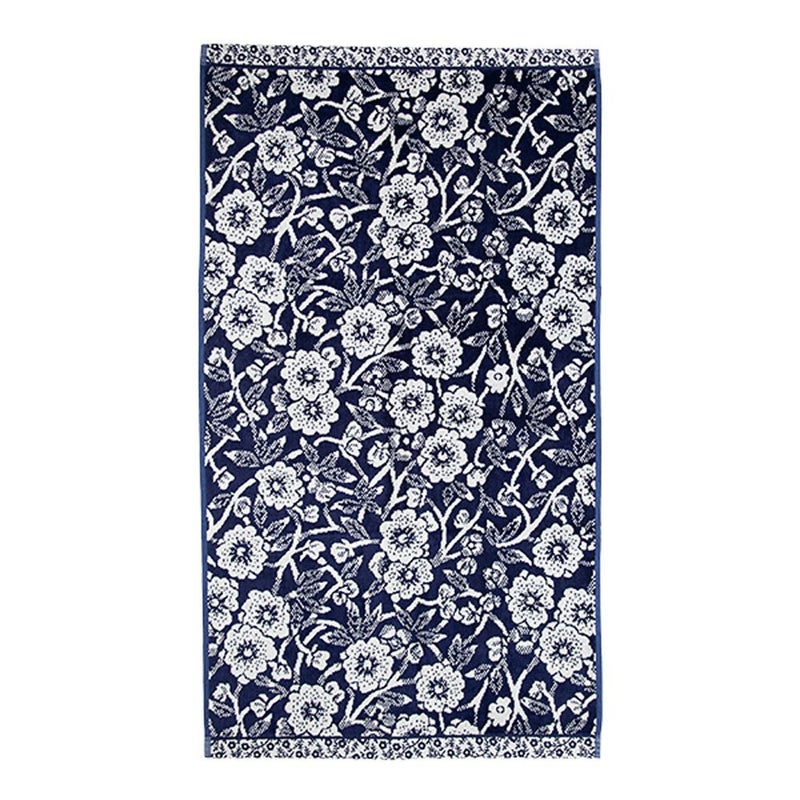 バーレイ ブルーキャリコ フェイスタオル Burleigh × Bedeck コットン 50×90 【大きめサイズ】