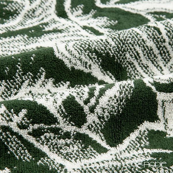 バーレイ グリーンハイビスカス フェイスタオル Burleigh × Bedeck コットン 50×90【大きめサイズ】