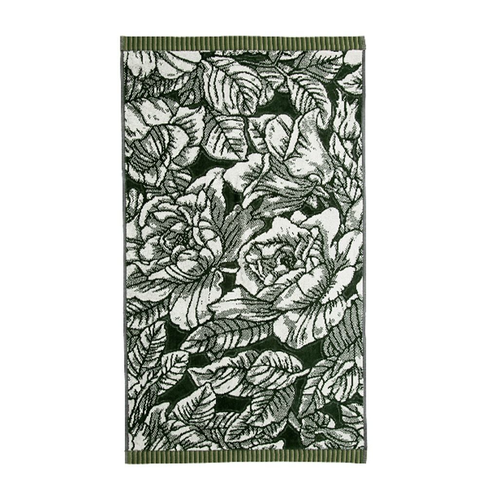 バーレイ グリーンハイビスカス フェイスタオル Burleigh × Bedeck コットン 50×90【大きめサイズ】