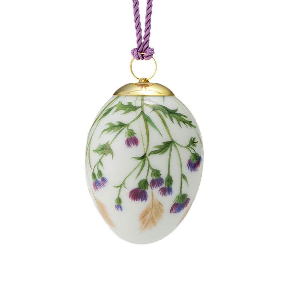 ロイヤルコペンハーゲン（Royal Copenhagen）スプリングコレクション 2026 イースターエッグ シスル（アザミ）スモールフラワー H6cm 1083131※画像の紐のお色は一例※