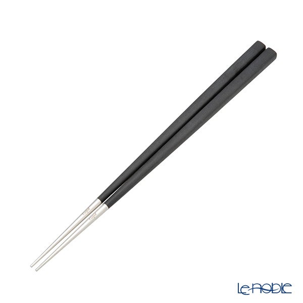 クチポール クーベ KUBE ブラック／シルバー 箸+箸置セット 22.5cm 角箸 マット仕上げ