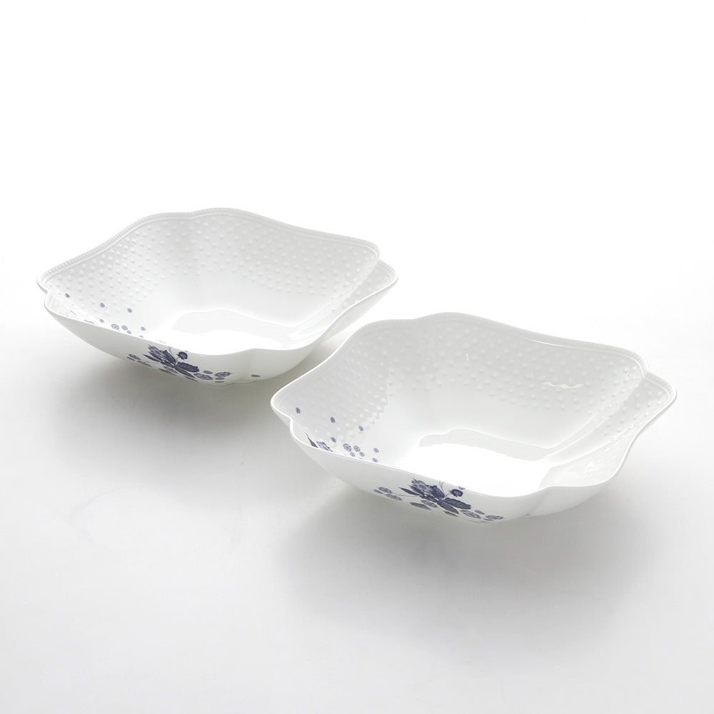 ウェッジウッド（Wedgwood） ストロベリーブルームインディゴ スクエアボウル 23×23cm ペア