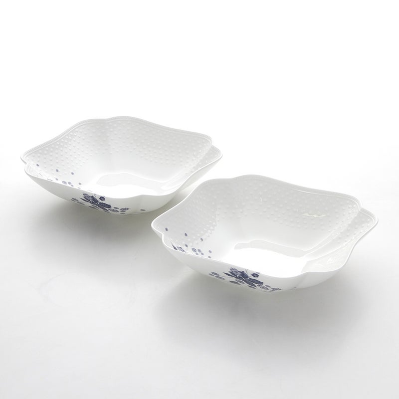 ウェッジウッド（Wedgwood） ストロベリーブルームインディゴ スクエアボウル 23×23cm ペア
