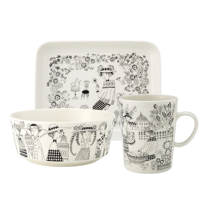 アラビア（ARABIA） エミリア 3ピースセット マグカップ500ml ＆ プレート15×19cm ＆ ボウル15cm