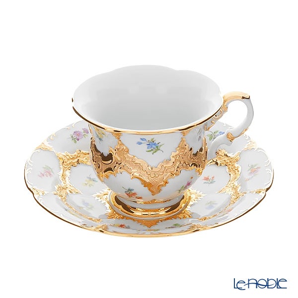 【メーカー取り寄せ商品】マイセン（Meissen） スキャタードフラワ― 金彩縁 B-Form コーヒーカップ＆ソーサー 200ml 010179／15582