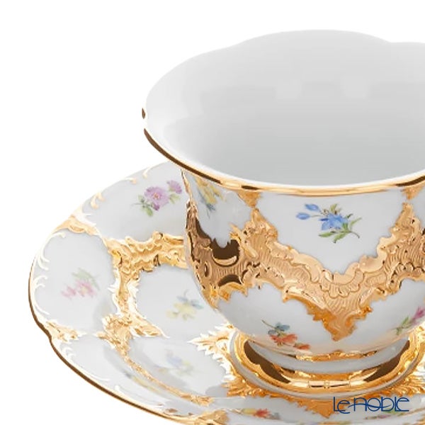 【メーカー取り寄せ商品】マイセン（Meissen） スキャタードフラワ― 金彩縁 B-Form コーヒーカップ＆ソーサー 200ml 010179／15582