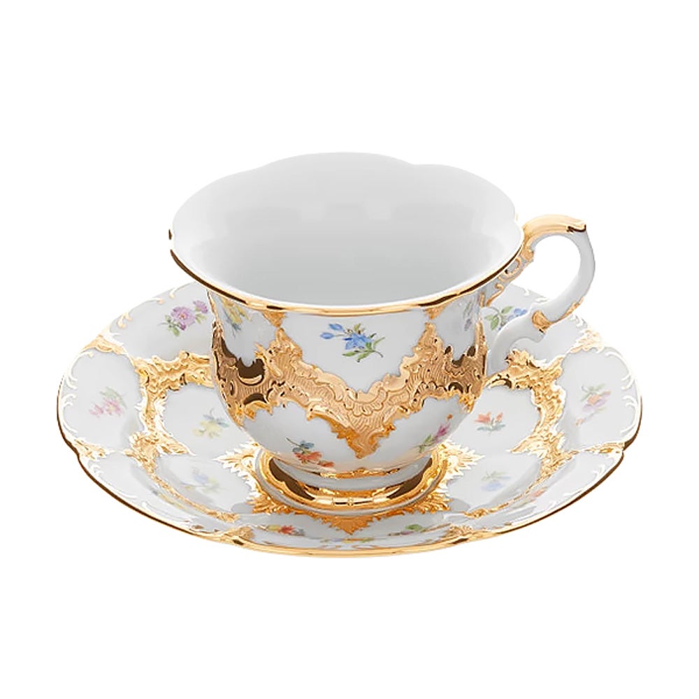 【メーカー取り寄せ商品】マイセン（Meissen） スキャタードフラワ― 金彩縁 B-Form コーヒーカップ＆ソーサー 200ml 010179／15582