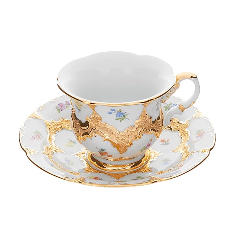 【メーカー取り寄せ商品】マイセン（Meissen） スキャタードフラワ― 金彩縁 B-Form コーヒーカップ＆ソーサー 200ml 010179／15582