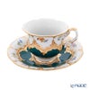 【メーカー取り寄せ商品】マイセン（Meissen） 宮廷の小花 緑金箔 コーヒーカップ＆ソーサー B-Form 200ml 取手半金 014079／15582