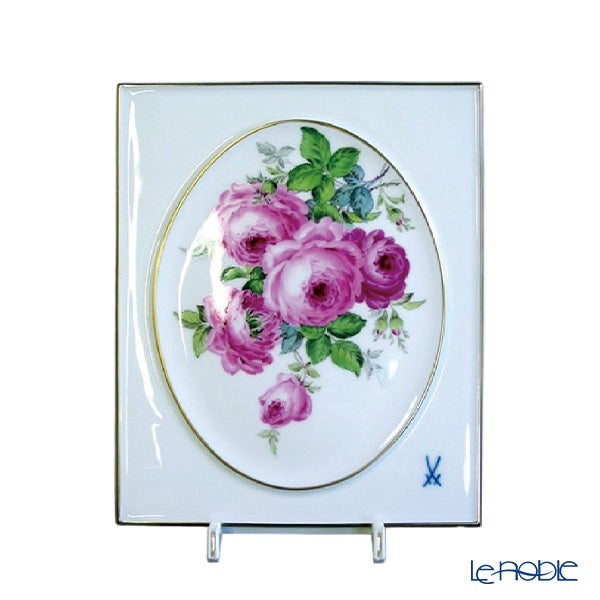 【メーカー取り寄せ商品】マイセン（Meissen）陶板 ピンクローズブーケ 18×15cm 139410／53N32