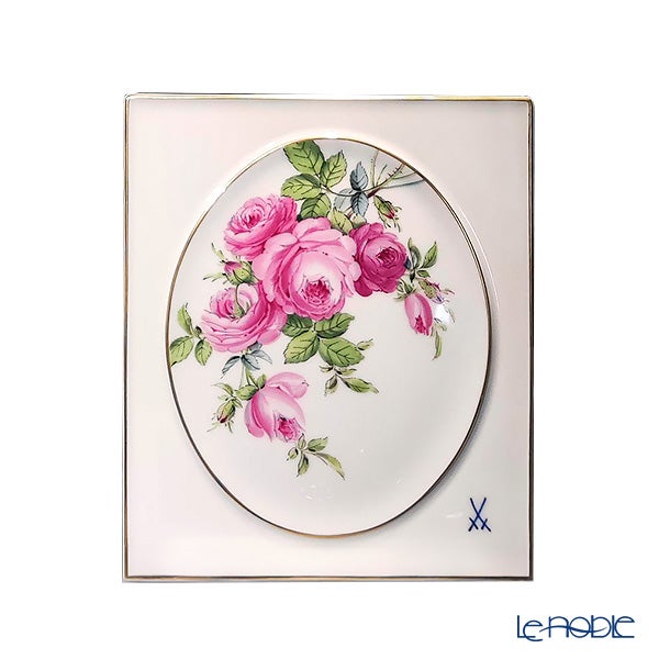 【メーカー取り寄せ商品】マイセン（Meissen）陶板 ピンクローズブーケ 18×15cm 139410／53N32