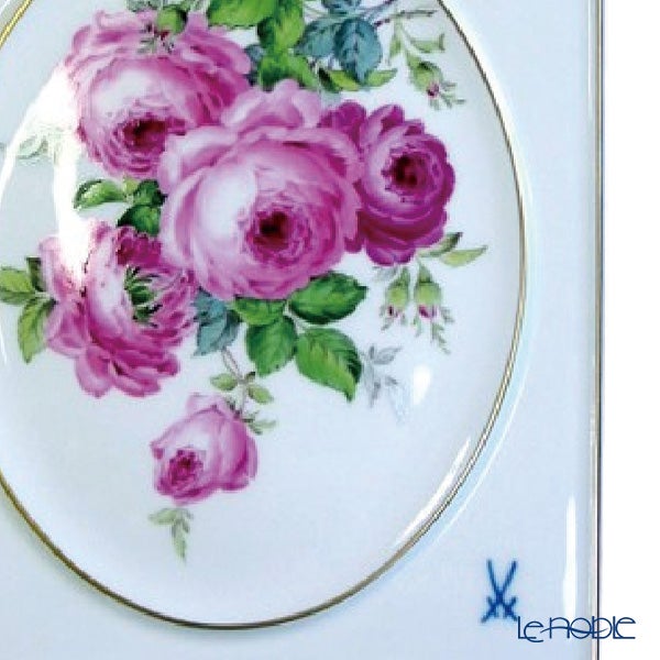 【メーカー取り寄せ商品】マイセン（Meissen）陶板 ピンクローズブーケ 18×15cm 139410／53N32