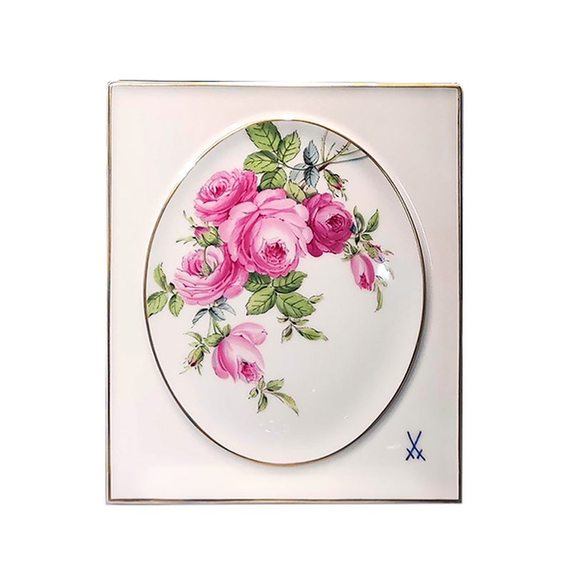 【メーカー取り寄せ商品】マイセン（Meissen）陶板 ピンクローズブーケ 18×15cm 139410／53N32
