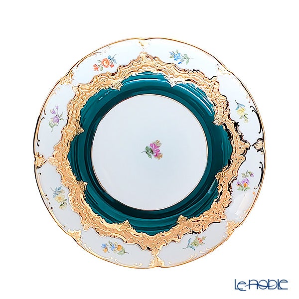 【メーカー取り寄せ商品】マイセン（Meissen） 宮廷の小花 緑金箔 プレート 19cm 014079／15501