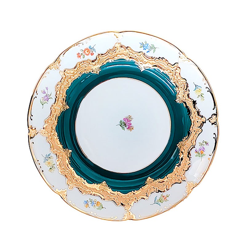 【メーカー取り寄せ商品】マイセン（Meissen） 宮廷の小花 緑金箔 プレート 19cm 014079／15501