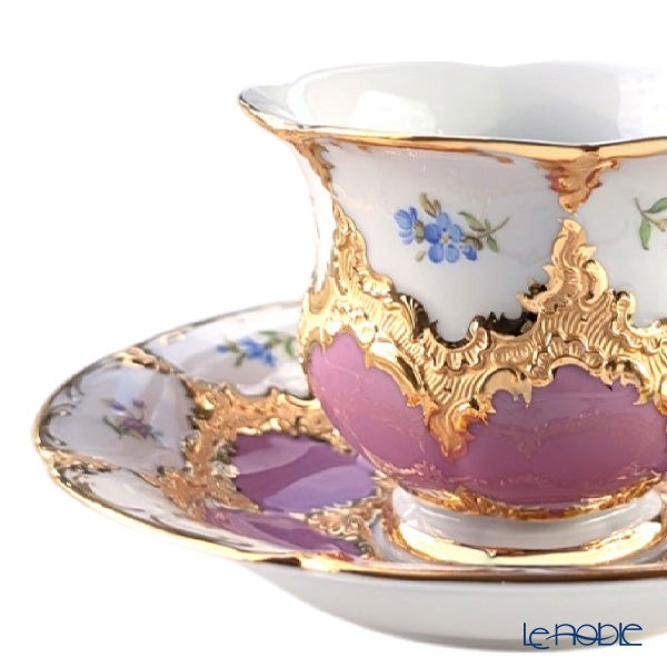 マイセン（Meissen）宮廷の小花 ピンク金箔 コーヒーカップ＆ソーサー B-Form 200ml 取手半金 01D079／15582