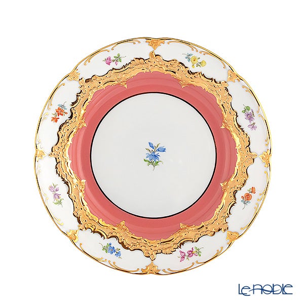 【メーカー取り寄せ商品】マイセン（Meissen） 宮廷の小花 アプリコット金箔 プレート 19cm 01A279／15501