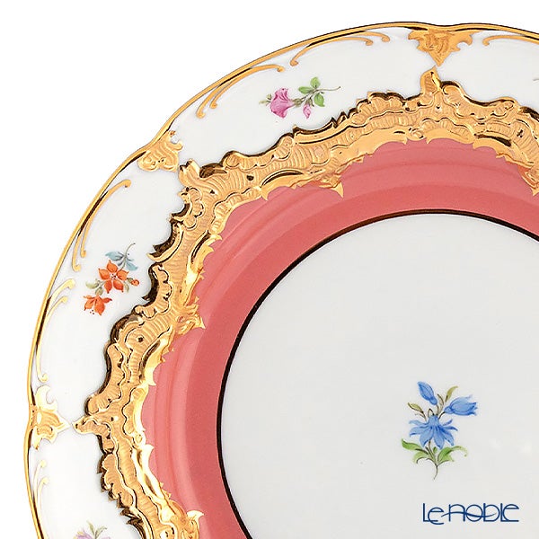 【メーカー取り寄せ商品】マイセン（Meissen） 宮廷の小花 アプリコット金箔 プレート 19cm 01A279／15501