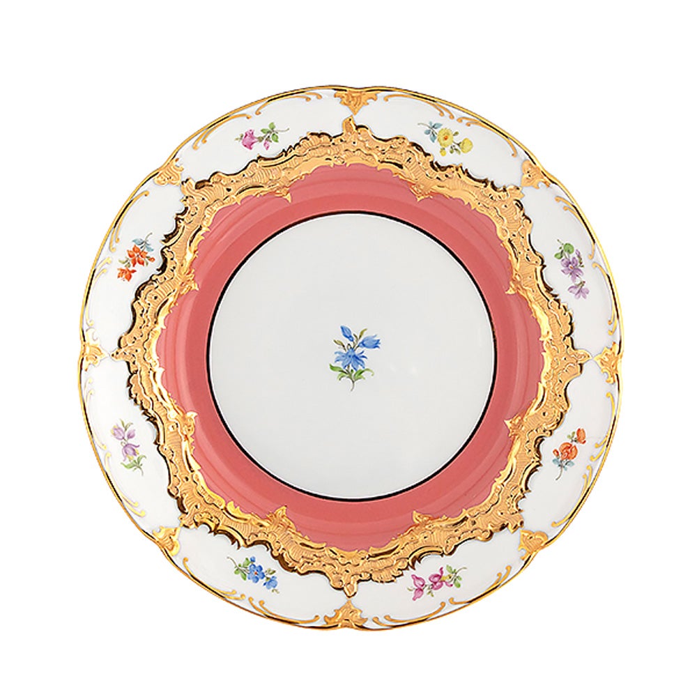 【メーカー取り寄せ商品】マイセン（Meissen） 宮廷の小花 アプリコット金箔 プレート 19cm 01A279／15501