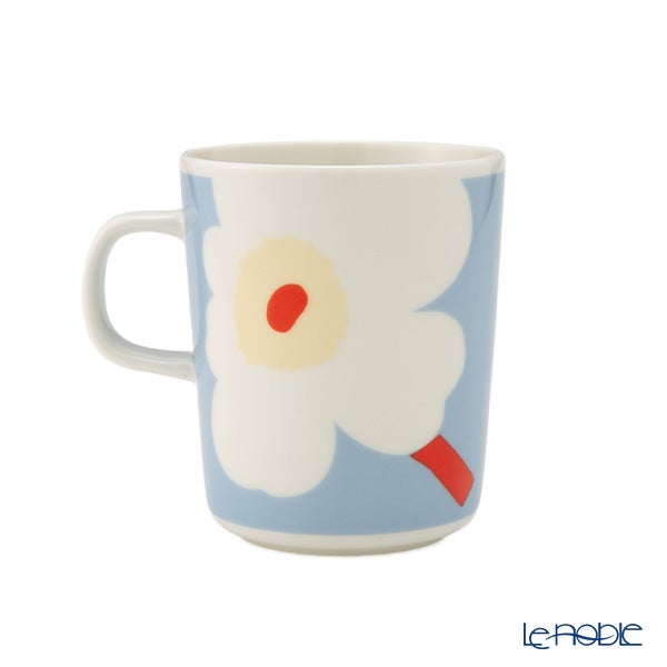 マリメッコ（marimekko） Unikko ウニッコ／けしの花 マグカップ 250ml ホワイト×ベージュ×ライトブルー ペアセット 色違い 075463-168／26SS