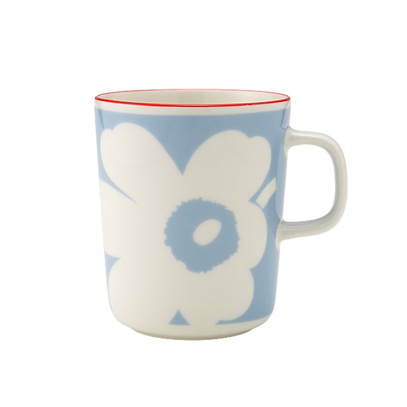 マリメッコ（marimekko） Unikko ウニッコ／けしの花 マグカップ 250ml ホワイト×ライトブルー×オレンジ 075411-153／26SS