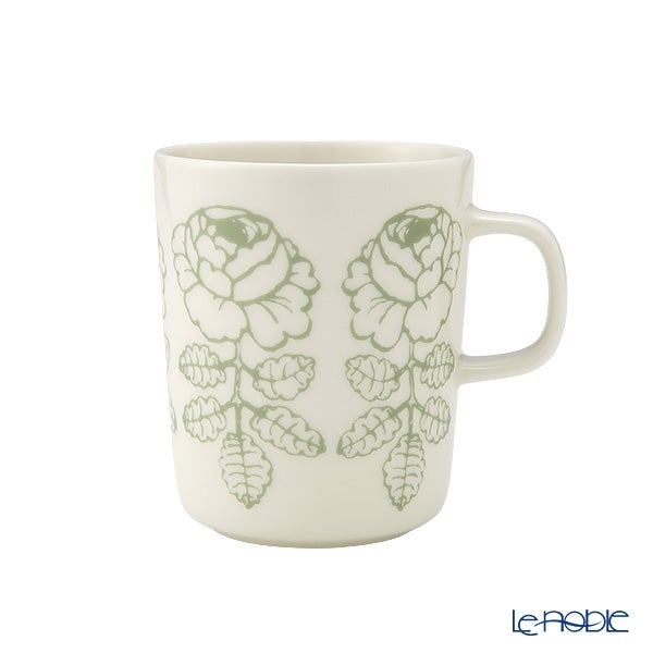 マリメッコ（marimekko） Vihkiruusu ヴィヒキルース／ウェディングローズ マグカップ 250ml ホワイト×セージ 075724-160／26SS